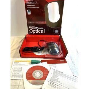 Vintage IBM Microsoft Wheel Mouse Optical Black D66-00069 Sealed Clamshell CIB